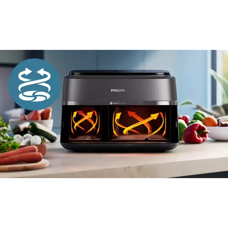 Freidora de aire Philips Serie 3000 NA352/04 9L 2750W doble cesta