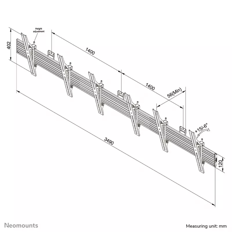 Soporte de pared para menú Neomounts NMPRO-WMB3 32-55