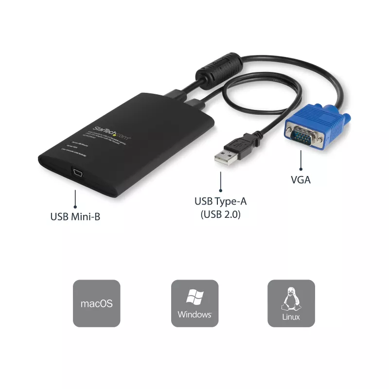 Adaptador USB Crash Cart StarTech.com con transferencia de archivos y captura de vídeo