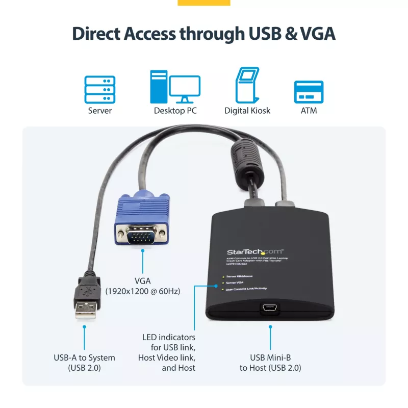 Adaptador USB Crash Cart StarTech.com con transferencia de archivos y captura de vídeo