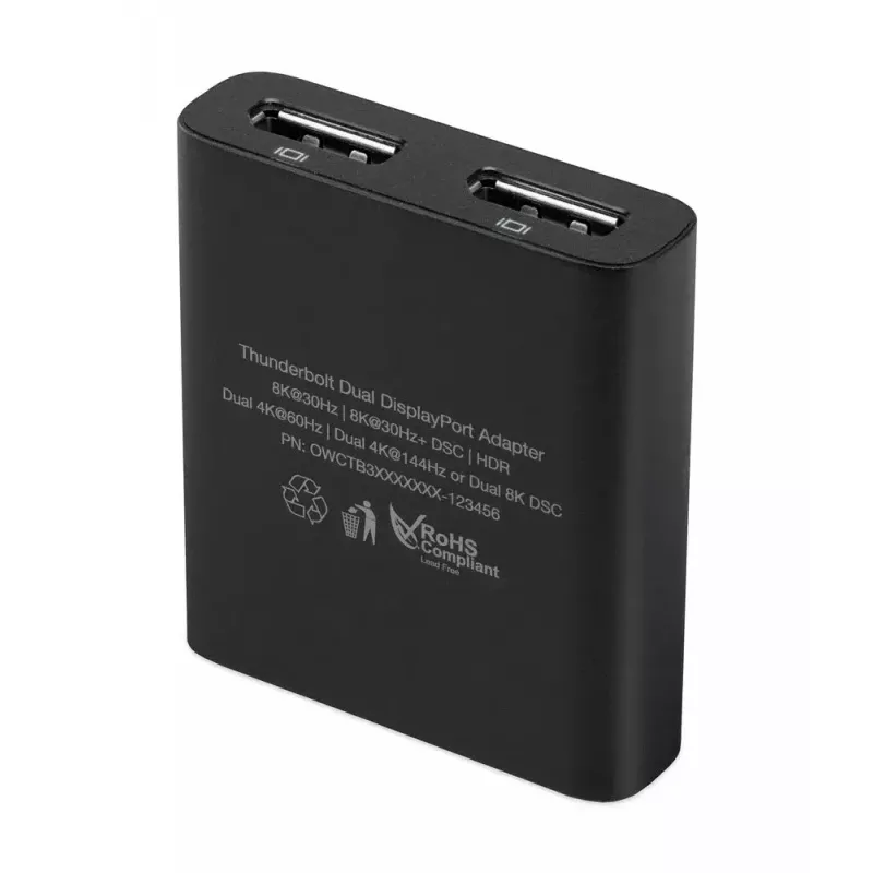 Adaptador gráfico USB OWC Thunderbolt Dual DisplayPort 7680 x 4320 píxeles negro