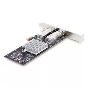 Tarjeta de red StarTech.com 2 puertos GbE SFP, PCIe 2.0 x1, controlador Intel I350-AM2 2x 1GbE, 1000BASE cobre/fibra, NIC Gigabit Ethernet de doble puerto, backplanes para sobremesa/servidor - compatible con Windows y Linux