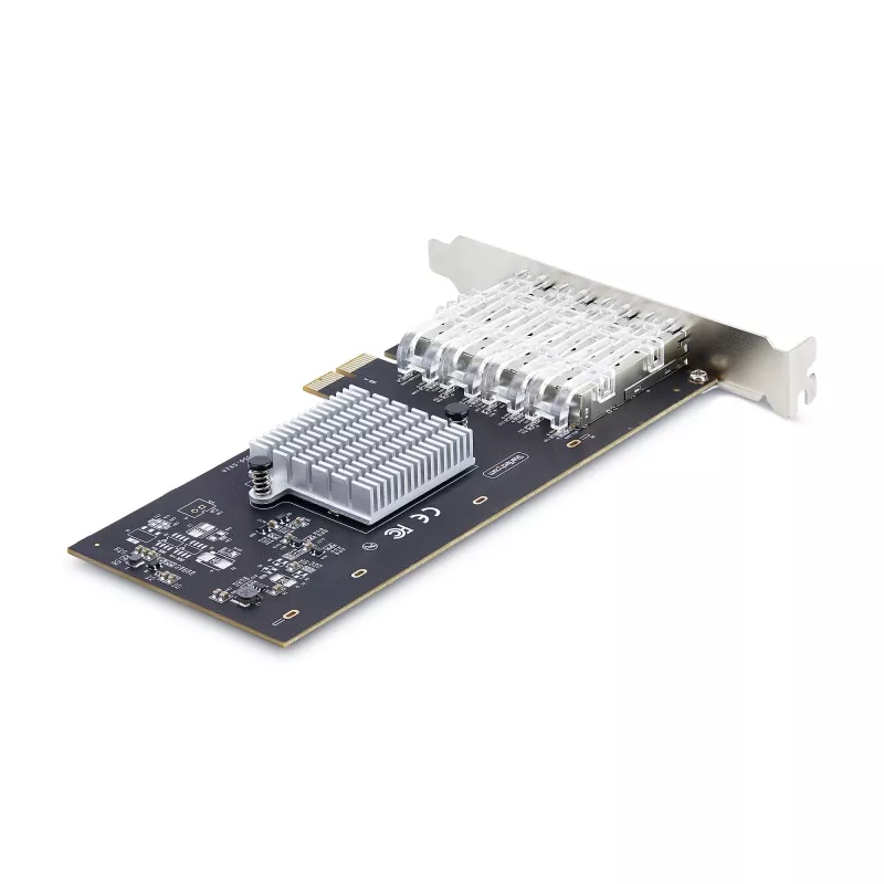 Tarjeta de red StarTech.com 4 puertos GbE SFP, PCIe 2.0 x2 (compatible con x4, x8, x16), controlador Intel I350-AM4 4x 1GbE, 1000BASE cobre/fibra, NIC Gigabit Ethernet de cuatro puertos para sobremesa/servidor - Windows y Linux