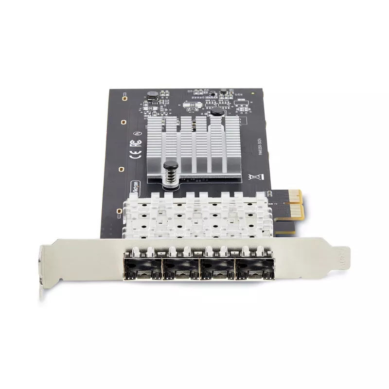 Tarjeta de red StarTech.com 4 puertos GbE SFP, PCIe 2.0 x2 (compatible con x4, x8, x16), controlador Intel I350-AM4 4x 1GbE, 1000BASE cobre/fibra, NIC Gigabit Ethernet de cuatro puertos para sobremesa/servidor - Windows y Linux