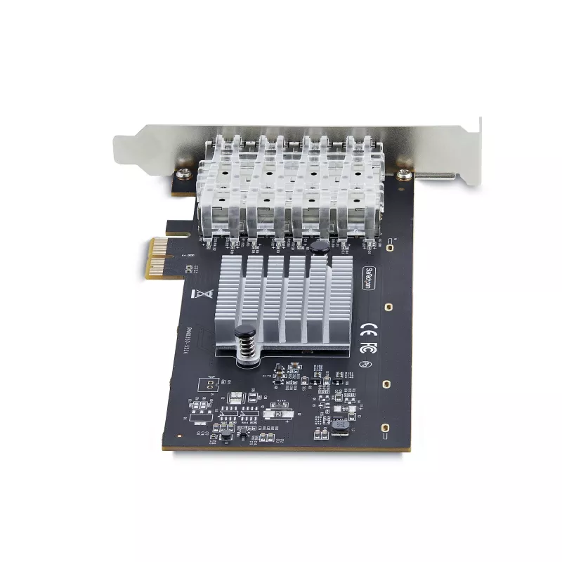 Tarjeta de red StarTech.com 4 puertos GbE SFP, PCIe 2.0 x2 (compatible con x4, x8, x16), controlador Intel I350-AM4 4x 1GbE, 1000BASE cobre/fibra, NIC Gigabit Ethernet de cuatro puertos para sobremesa/servidor - Windows y Linux