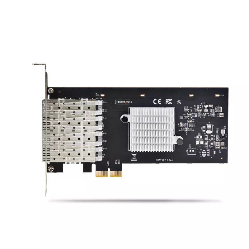 Tarjeta de red StarTech.com 4 puertos GbE SFP, PCIe 2.0 x2 (compatible con x4, x8, x16), controlador Intel I350-AM4 4x 1GbE, 1000BASE cobre/fibra, NIC Gigabit Ethernet de cuatro puertos para sobremesa/servidor - Windows y Linux