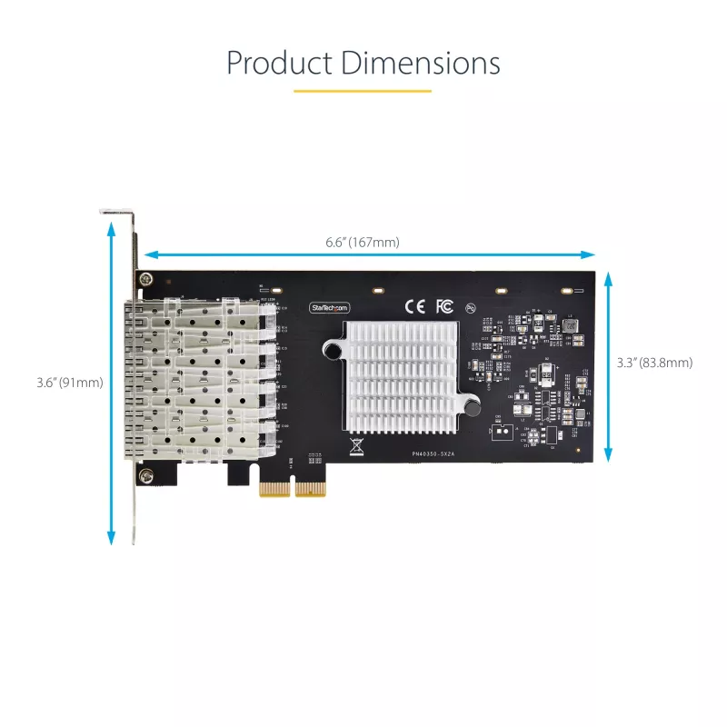 Tarjeta de red StarTech.com 4 puertos GbE SFP, PCIe 2.0 x2 (compatible con x4, x8, x16), controlador Intel I350-AM4 4x 1GbE, 1000BASE cobre/fibra, NIC Gigabit Ethernet de cuatro puertos para sobremesa/servidor - Windows y Linux