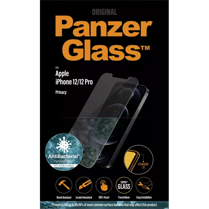 PanzerGlass ® Protector de pantalla de privacidad iPhone 12 | 12 Pro | Standard Fit