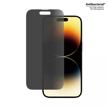 Protector de pantalla de privacidad PanzerGlass Apple iPhone 14 Pro resistente a arañazos y golpes