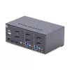 StarTech.com Conmutador KVM DisplayPort de 2 puertos para doble monitor, 4K 60Hz, 2 puertos hub USB 5Gbps, 2 puertos USB 2.0 HID, conmutación por tecla de acceso rápido y botón, conforme a TAA – Nivel de protección ESD 3