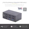 StarTech.com Conmutador KVM DisplayPort de 2 puertos para doble monitor, 4K 60Hz, 2 puertos hub USB 5Gbps, 2 puertos USB 2.0 HID, conmutación por tecla de acceso rápido y botón, conforme a TAA – Nivel de protección ESD 3