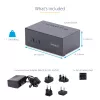 StarTech.com Conmutador KVM DisplayPort de 2 puertos para doble monitor, 4K 60Hz, 2 puertos hub USB 5Gbps, 2 puertos USB 2.0 HID, conmutación por tecla de acceso rápido y botón, conforme a TAA – Nivel de protección ESD 3
