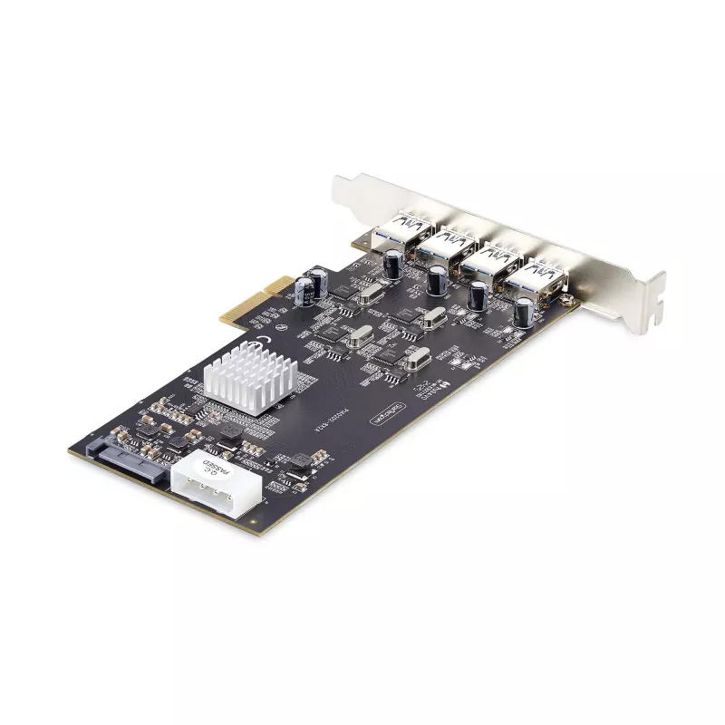 StarTech.com Tarjeta USB PCIe de 4 puertos, USB 3.2 5 Gbit/s, tarjeta de expansión PCI Express con 4 controladores USB independientes, 4 puertos USB-A, Windows/macOS/Linux
