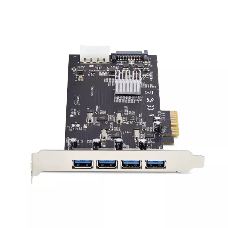 StarTech.com Tarjeta USB PCIe de 4 puertos, USB 3.2 5 Gbit/s, tarjeta de expansión PCI Express con 4 controladores USB independientes, 4 puertos USB-A, Windows/macOS/Linux