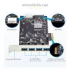 StarTech.com Tarjeta USB PCIe de 4 puertos, USB 3.2 5 Gbit/s, tarjeta de expansión PCI Express con 4 controladores USB independientes, 4 puertos USB-A, Windows/macOS/Linux