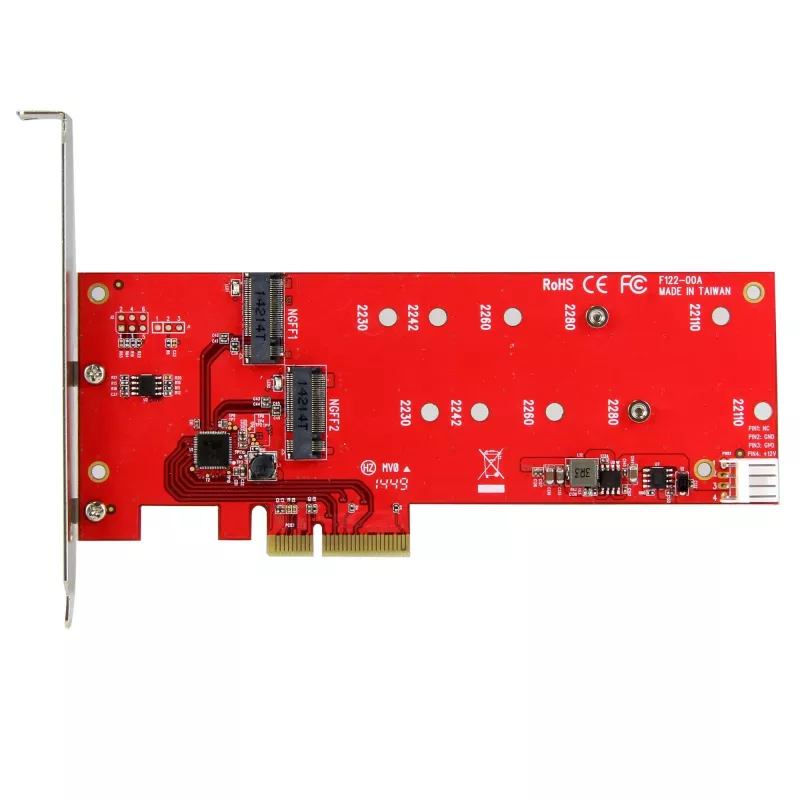 StarTech.com Tarjeta controladora 2x M.2 SATA SSD – PCIe, PCIe, M.2, Full-Height / Low-Profile, PCI 2.0, rojo, CE, FCC, TAA