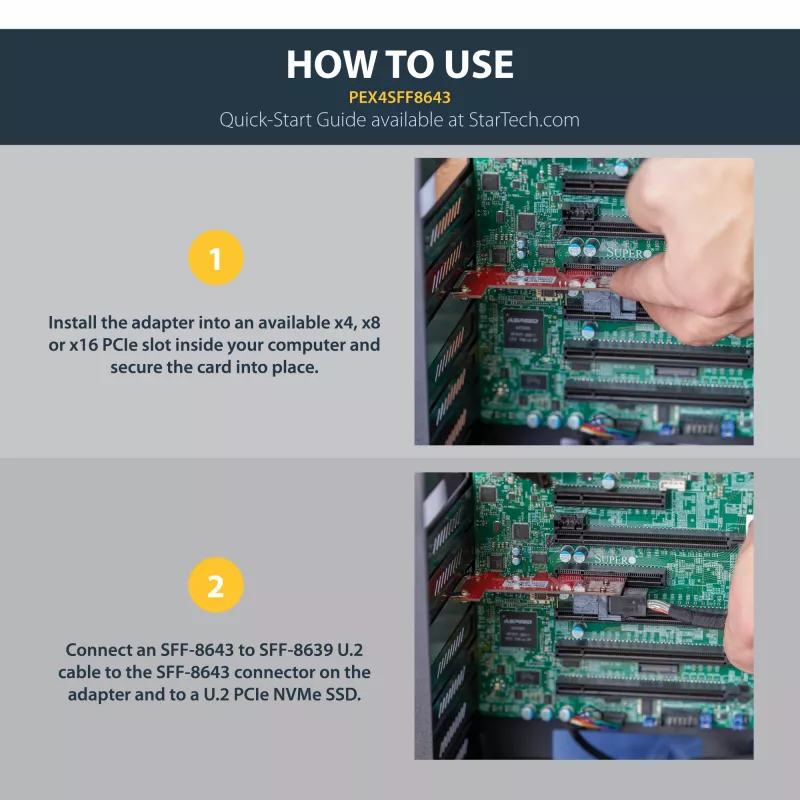 StarTech.com Adaptador x4 PCI Express a SFF-8643 para SSD PCIe NVMe U.2