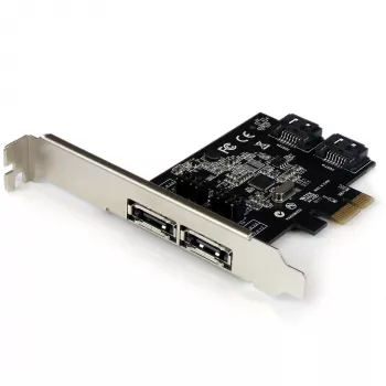 StarTech.com Tarjeta controladora SATA 6 Gbit/s eSATA PCI Express de 2 puertos – tarjeta PCIe SATA III de doble puerto – 2 Int/2 Ext