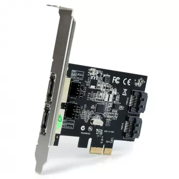 StarTech.com Tarjeta controladora SATA 6 Gbit/s eSATA PCI Express de 2 puertos – tarjeta PCIe SATA III de doble puerto – 2 Int/2 Ext