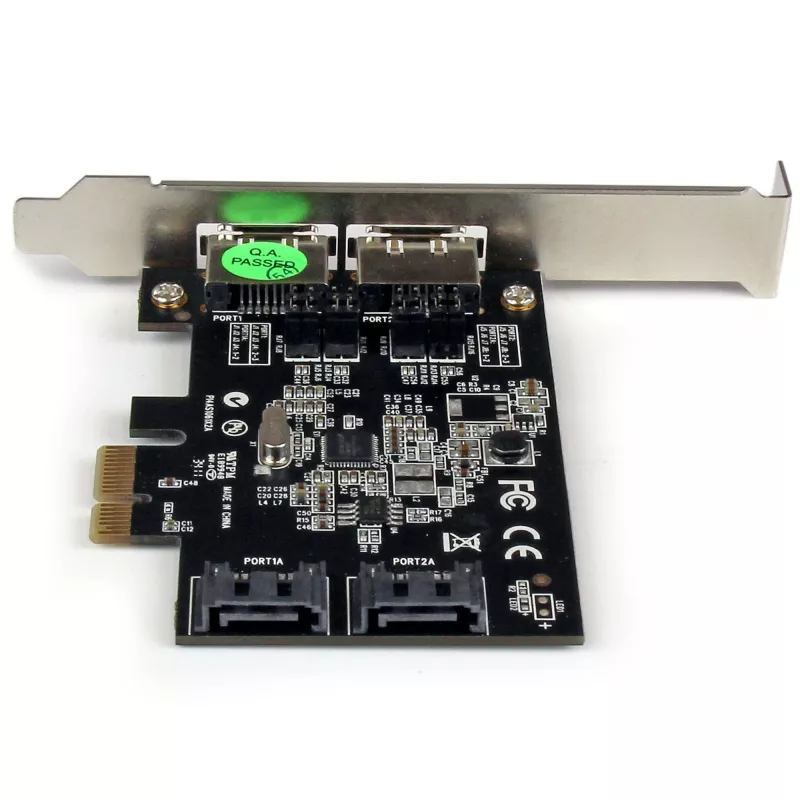 StarTech.com Tarjeta controladora SATA 6 Gbit/s eSATA PCI Express de 2 puertos – tarjeta PCIe SATA III de doble puerto – 2 Int/2 Ext