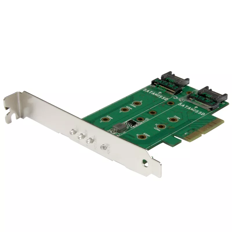 StarTech.com Tarjeta adaptadora 3 puertos M.2 SSD (NGFF) – 1 x PCIe (NVMe) M.2, 2 x SATA III M.2 – PCIe 3.0
