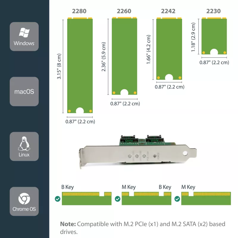 StarTech.com Tarjeta adaptadora 3 puertos M.2 SSD (NGFF) – 1 x PCIe (NVMe) M.2, 2 x SATA III M.2 – PCIe 3.0