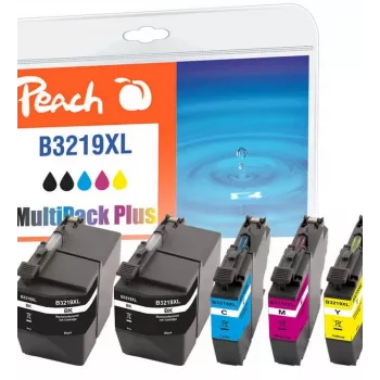 Peach Combi Pack Plus, compatible con Brother LC-3219XL, Alto (XL) Rendimiento, Negro, Cian, Magenta, Amarillo, 62 ml, 15 ml, 5 uds., Pack combinado