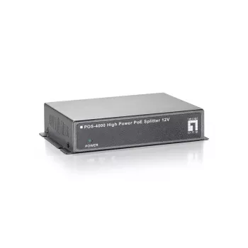LevelOne Splitter PoE de alta potencia Fast Ethernet, salida 12V DC