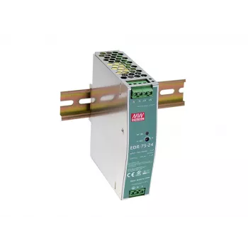 LevelOne Fuente de alimentación industrial 48V DC, 75W, carril DIN, compatible con PoE