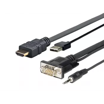 Vivolink PROHDMIMVGA1 Adaptador de cable de vídeo 1 m HDMI+VGA+USB+3,5 mm HDMI+VGA (D-Sub) +USB+3,5 mm negro