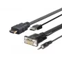 Vivolink Pro PROHDMIMVGA1 cable HDMI, HDMI macho a USB + VGA (HD-15) + minijack estéreo de 3,5 mm, 1 m