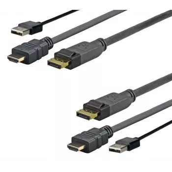 Vivolink PROHDMIUSBDP1 adaptador de cable de vídeo 1 m DisplayPort HDMI + USB negro
