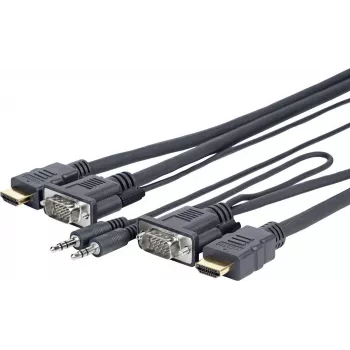 Vivolink PROVGAHDMIFLY7 Adaptador de cable de vídeo 5 m VGA (D-Sub) + 3,5 mm HDMI Tipo A (estándar) Negro