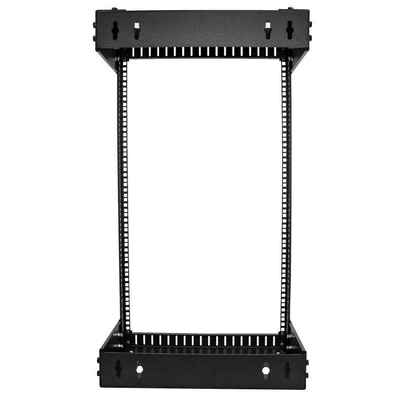 StarTech.com rack de red de montaje en pared de 18U y 19 pulgadas – profundidad ajustable 12-20 pulgadas rack de estructura abierta de 2 postes para sala de servidores para comunicación AV/datos/IT/dispositivos informáticos/switch con tuercas enjauladas y tornillos