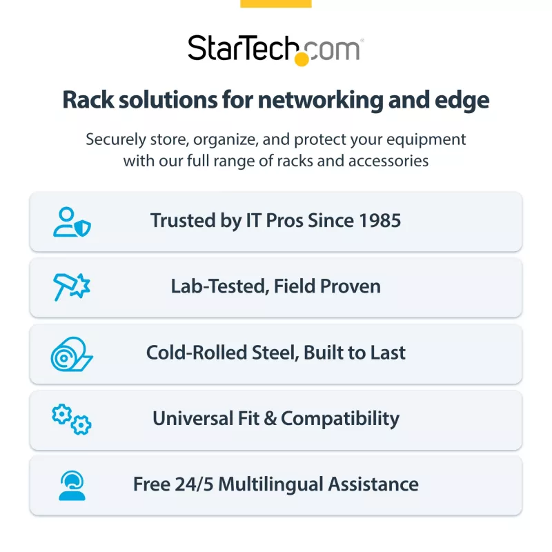 StarTech.com RACK-2U-14-BRACKET rack de red de pared 2U de 19 pulgadas, 14 pulgadas de profundidad (perfil bajo), soporte para panel de conexiones, capacidad de 35 kg (77 lbs), negro