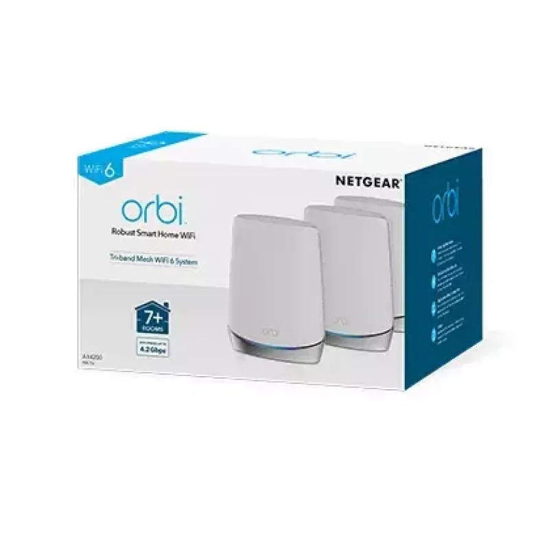 NETGEAR Orbi RBK753 AX4200 WiFi 6 sistema Mesh tribanda (router + 2 extensores), 2,4 GHz / 5 GHz / 5 GHz, blanco