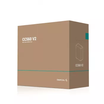 Carcasa de PC DeepCool CC560 V2 Midi Tower negra — ATX/microATX, cristal templado, frontal RGB, radiador frontal 360mm, GPU 370mm