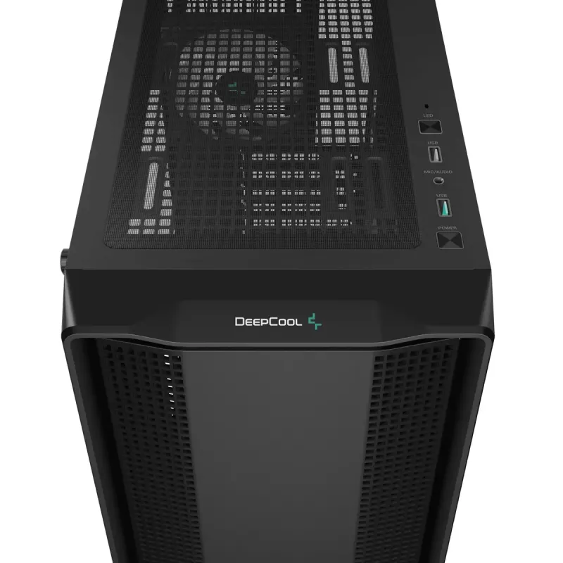 Carcasa de PC DeepCool CC560 V2 Midi Tower negra — ATX/microATX, cristal templado, frontal RGB, radiador frontal 360mm, GPU 370mm