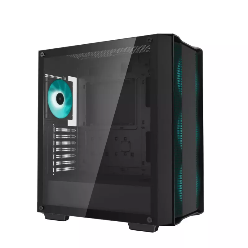 Carcasa de PC DeepCool CC560 V2 Midi Tower negra — ATX/microATX, cristal templado, frontal RGB, radiador frontal 360mm, GPU 370mm