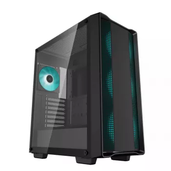 Carcasa de PC DeepCool CC560 V2 Midi Tower negra — ATX/microATX, cristal templado, frontal RGB, radiador frontal 360mm, GPU 370mm