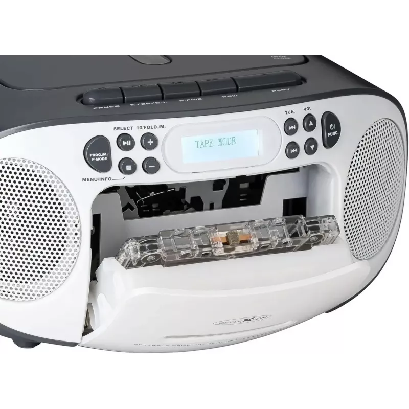 Radio radiocasete portátil Reflexion RCR2260DAB blanca/gris con sintonizador DAB+/FM y reproductor de CD