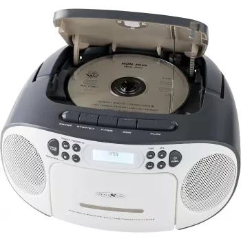 Radio radiocasete portátil Reflexion RCR2260DAB blanca/gris con sintonizador DAB+/FM y reproductor de CD