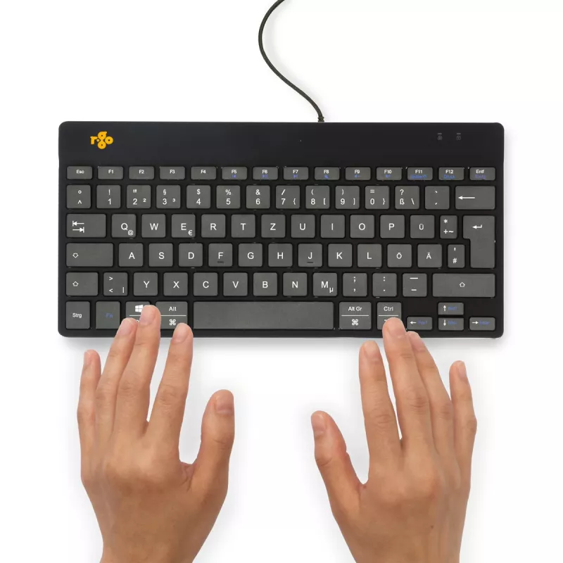 Teclado ergonómico R-Go Tools R-Go Compact Break, teclado compacto con software de pausas, QWERTZ (DE), con cable, negro