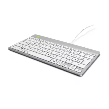 Teclado ergonómico R-Go Tools R-Go Compact Break, teclado compacto con software de pausas, QWERTZ (DE), con cable, blanco