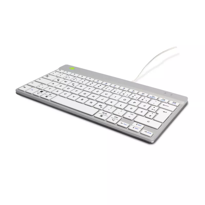Teclado ergonómico R-Go Tools R-Go Compact Break, teclado compacto con software de pausas, QWERTZ (DE), con cable, blanco
