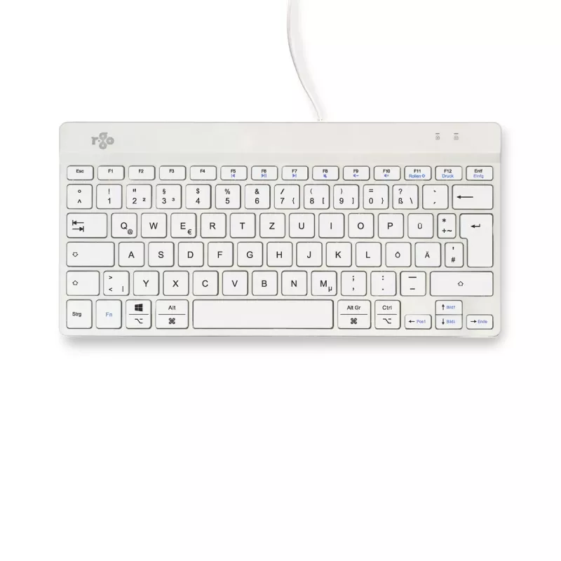 Teclado ergonómico R-Go Tools R-Go Compact Break, teclado compacto con software de pausas, QWERTZ (DE), con cable, blanco