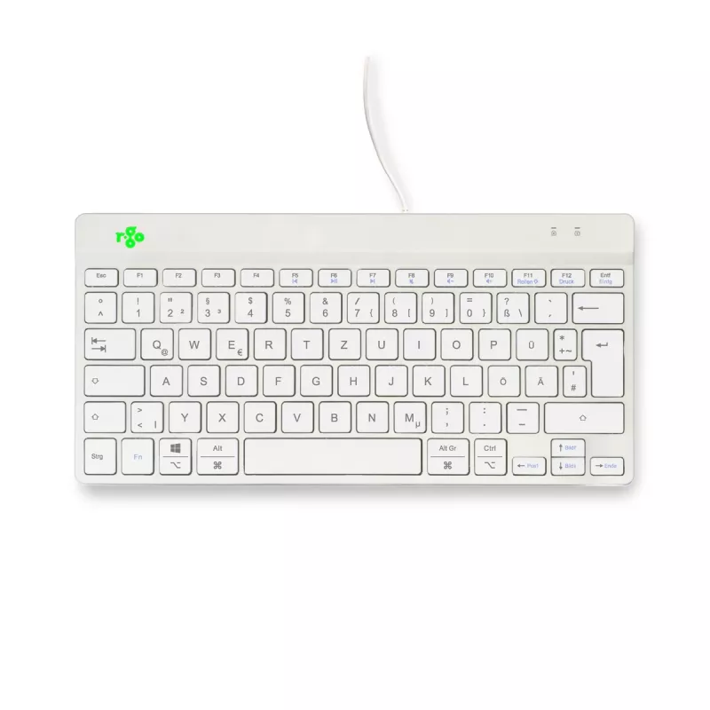 Teclado ergonómico R-Go Tools R-Go Compact Break, teclado compacto con software de pausas, QWERTZ (DE), con cable, blanco