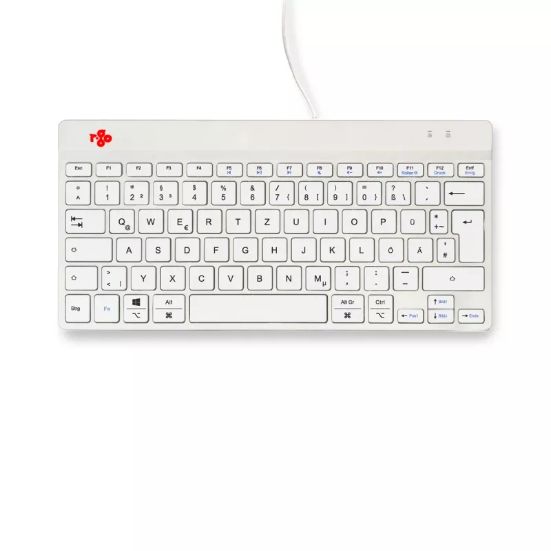 Teclado ergonómico R-Go Tools R-Go Compact Break, teclado compacto con software de pausas, QWERTZ (DE), con cable, blanco