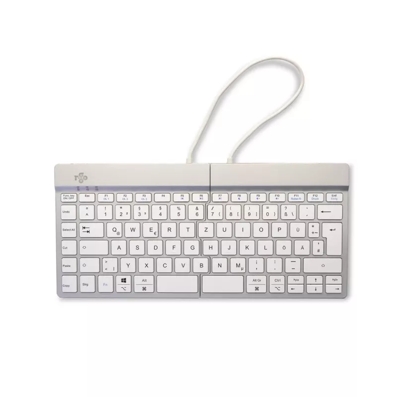 Teclado ergonómico R-Go Tools R-Go Split Break con software de pausas, teclado ergonómico dividido, QWERTZ (DE), Bluetooth, blanco