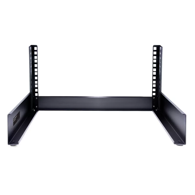 StarTech.com Rack de servidor de sobremesa de 2 postes 4HE, rack de ordenador pequeño abierto de 19 pulgadas, rack de red compacto para equipos AV/estudio/datos/IT – rack de dos postes independiente para casa/oficina